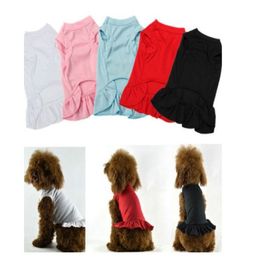 12pcs lot Blank Plain Soft Cotton Dog Dress Shirt Skirt Pet Summer Clothes for Small Large Dods Cats239Z