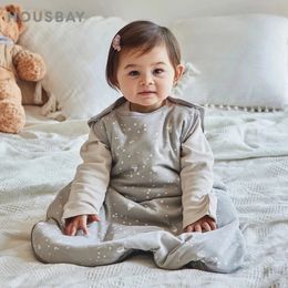 Sleeping Bags For Baby 0-24 Months Anti-Kick Blanket Infant Quilt Sleepwear 2.5Tog Stars Print Spring 100%Cotton Vest Sleepsacks 240305