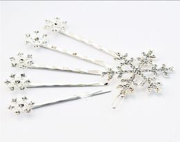 Fashion Silvery Blue Snowflake Hair pins Set Rhinestone Girls Hairs Clips Pin Girl Student Hairpins Accessories Hairclip Barrettes1974519