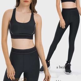 AL Yoga Suits 2 Pieces Sports Bras Top+pants Suit Up Bra Adjustable Straps Medium Support Gym Vest High-rise Running Sweatpants Dance Pilates Muse Leggings Sets 407