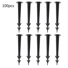 Stakes 100Pcs Plastic Garden Cover Cloth Securing Stakes Spikes Lawn Pins Pegs Sod Staples Anchoring Weed Fixing Landscape