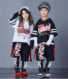 4 Pieces new fashion print cool boys Girls Clothing set Cotton tshirt hip hop dance pants sport clothes suits Kids outfits6421077