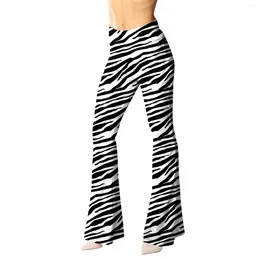 Stage Wear Women's Elastic Pants Stretch Comfortable Yoga Sweatpants Wide Leg Cow Print High Waist Pant Boot Cut Flare Skinny Trousers