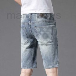 Men's Jeans Designer Summer thin quarter denim mens high-end pants slim fitting stretch Grey brand mens youth pants 89B3