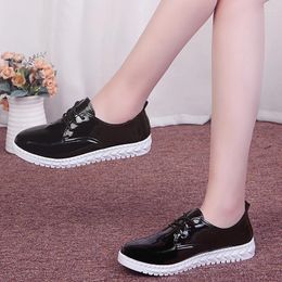 Casual Shoes Nice Lace Up Sneakers Women Woman Patent Leather Plus Size Platform Ladies Sapato Feminino