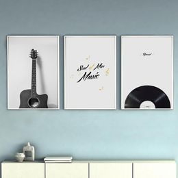 Paintings Vintage Musical Instrument Guitar Radio Canvas Painting Poster And Print Living Room Bedroom Wall Art Picture Home Decor283h