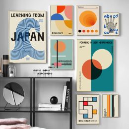 Calligraphy Bauhaus Exhibition Modern Geometric Abstract Japan Nordic Wall Art Canvas Painting Posters Prints Pictures For Living Room Decor