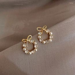 Dangle Earrings Simple Korean Fashion Gold Color Butterfly Day Pearl Elegant Women's Friend Birthday Party Gift