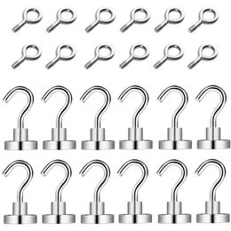 24 Pcs Magnetic Hooks Magnet Ring Hook Strong Magnets Heavy Duty for Garage Drop 240305