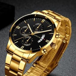 Wristwatches Luxury Fashion Stainless Steel Strap Men's Quartz Gift Watch Digital For Men Waterproof Man Watches 2021 Modern 226o