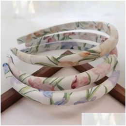 Headband Japan And South Korea Hair Sweet Ins Midsummer New Watercolour Tip French Simple Volume Sponge Hoop Accessories Wholesale Drop Otvtq