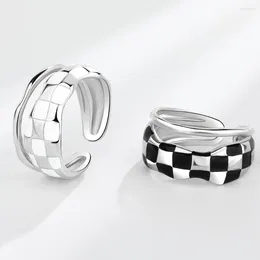Cluster Rings NBNB Trendy Black White Checkerboard Shape Adjustable Ring For Women Fashion Vintage Girl Fingers Open Female Party Jewellery