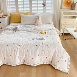 Comforters sets KDJEIKZ All cotton printed summer quilt soft air conditioning four seasons thin blanket adult children picnic travel cover b YQ240313