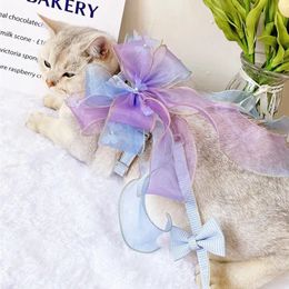 Pretty Pet Leash Breathable Comfortable Adjustable Princess Style Bowknot Pet Dog Cat Harness Set Pet Harness Towing 240229