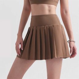 Women's Shorts Solid Color Sports Tennis Skirt Womens High Waist Pleated Mini Skorts Skirts With Pockets Gym Outdoor Fitness Shorts SkirtL24313