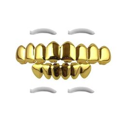 Grillz, Dental Grills Halloween Black Sier Gold Iced Out Cz Mouth Teeth Grillz Caps Top Bottom Grill Set Men Women Vampire Grills Roc Otm6R