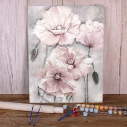 Number Flower Pink Grey Floral Nordic DIY Painting By Numbers Complete Kit Oil Paints 40*50 Picture By Numbers Photo Wholesale