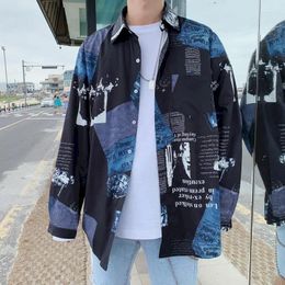 Men's Casual Shirts 2024 Spring Korean Loose Net Trend Printed Shirt Long-sleeved All-match Man Handsome Trendy Jacket