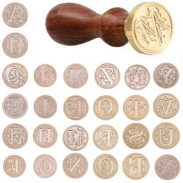 Craft Tools Retro 26 Letter Wax DIY Seal Stamp Alphabet Wood Kits Replace Copper Head Hobby Sets Post Decoration188t