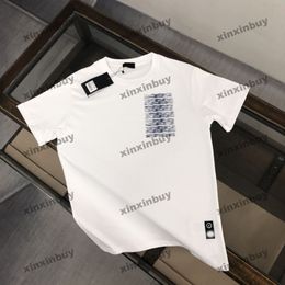 xinxinbuy Men designer Tee t shirt 2024 Italy roma Double letter gradient printing short sleeve cotton women Grey black white blue XS-2XL