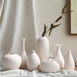 Vases White ceramic Vase Living Room Decoration Home Decor Room Decor Pottery And Porcelain Vases For Flowers Decorative Figurines Art