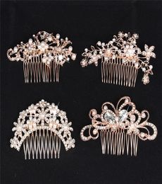 Rose Gold Pearl Hair Comb Crystal Flower Butterfly Hair Combs for Women Wedding Party Jewelry Rhinestone Girls Hair Accessories2628759