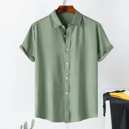 Men's Casual Shirts Men Lapel Shirt Stylish Collar Summer With Seamless Design Stretchy Fabric Breathable For Office