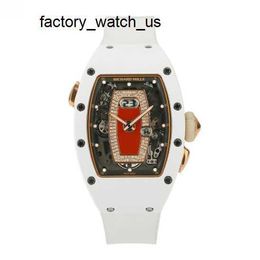 Tourbillon Watch Machinery Watch RM Watch Womens Series 52.63x34.4mm Automatic Mechanical Calendar Womens White Ceramic Diamond Set Rm037 Red Lips