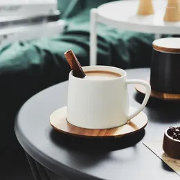 Mugs Nordic Simple Mug With Lid White Black Ceramic Cup Home Office Water Coffee Breakfast Milk Juice Kitchen Drinkware