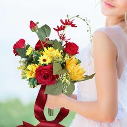 Wedding Flowers Bouquet Artificial Bridesmaid Holding Sunflowers For Anniversary Festival Valentine's Day Supplies Decor