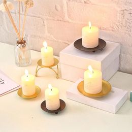 Decorative Plates Mini Iron Candlestick Creative Minimalist Geometric Plate Romantic Candle Cup Dining Table Decoration