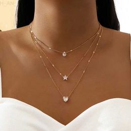 Other New Fashion Trend Unique Design Exquisite Multilayer Pentagram Love Drop Pendant Necklace For Women Jewellery Party Premium Gift L24313