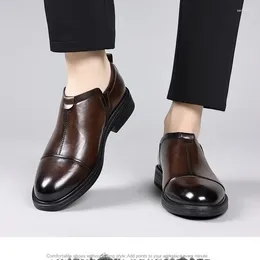 Dress Shoes First Layer Cowhide Fashion Casual Business English Leather Work Loafers Men's