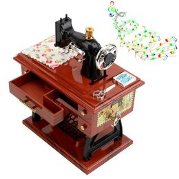 Boxes Music Box Mini Sewing Machine Style Christmas Gift New Year Gift Birthday Gifts Hand Crank Vintage Music Boxes Home Decor