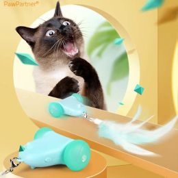 Toys PawPartner Cat Toys Electric Racing Automatic Chase Interactive Mouse for Indoor Cats Smart Mice Toys LED Lights USB Charging