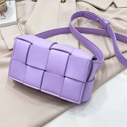 Discount Shops Hot Selling Trend Woven Pillow Small Square Bag Womens Pu Leather Waist Fashionable Shoulder Crossbody