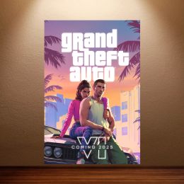 Calligraphy GTA Poster GTA 6 Poster Grand Theft Auto VI Game Poster Canvas Wall Art Painting Game Room Wall Decor Bedroom Wall Art Sticker