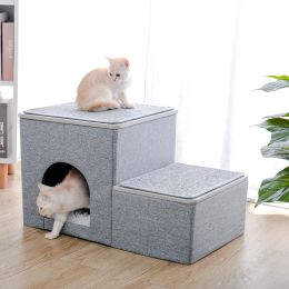 Scratchers MultiStep Dog Stair for High Couch Bed Cat Tree Condo House Furniture Sisal Scratch Post for Cats Kitten Tower Wood Storage Box