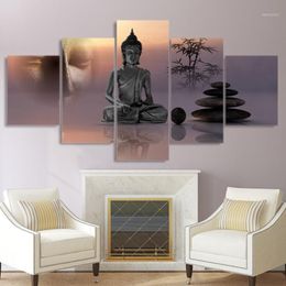 Paintings Modern HD Printed Pictures Canvas Painting 5 Panel Zen Buddha Statue Wall Art Home Decoration Framework Poster For Livin2726