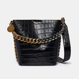 Stella Mccartney Bag Frayme croco eeffect embossed bucket Bag Shoulder Bag Woman Metallic Black Classic Crossbody Tote Luxury Designer Handbags Wallet GWER