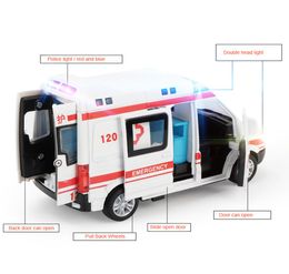 132 High Hospital Simulation Ambulance Hospital Rescue Metal Cars Model Pull Back With Sound and Light Alloy Diecast Car Toys4663994