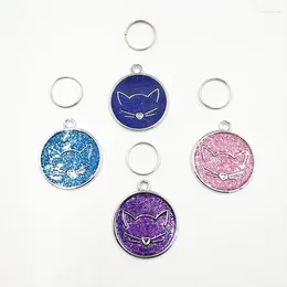 Dog Tag Tags Engraved Cat Puppy Pet ID Name Collar Pendant Accessories Face Glitter Random Colour Decoration