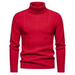Men's Sweaters Mens Red Winter Warm Turtleneck Sweater Basic Classic Slim Fit Knitted Pullover Undershirt Male Solid Color High Collar