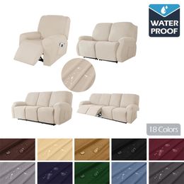 Waterproof Stretch Recliner Sofa Covers 1/2/3/4 Seats Solid Couch Covers Sofa SlipCover Protector Recliner Chair Covers For Home 240304