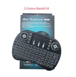 Three Color Backlit Wireless mini Keyboard I8 24GHz Remote control Touchpad Handheld multitouch QWERTY with Three Color Backlit 3862894