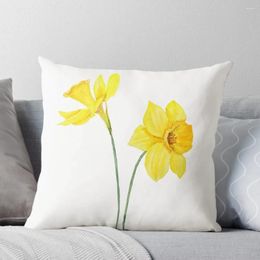 Pillow Yellow Daffodils Watercolor Painting Throw Decorative Sofa Luxury Cover