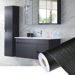 PVC Self Adhesive Waterproof Black Wood Wallpaper Roll For Furniture Door Desktop Cabinets Wardrobe Wall Contact Paper229y