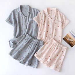 Women's Sleepwear KISBINI Summer Women Pajamas Set Pure Cotton Breathable Peach Printed Short Sleeves Female Pyjamas Woman Homewear