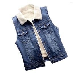 Women's Jackets Warm Plus Velvet Gilet Female Boyfriend Padded Coats Bomber Windbreake Women Winter Autumn Denim Waistcoat Jacket Jeans