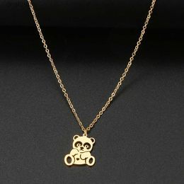 Pendant Necklaces Stainless Steel Necklaces Cute Chinese National Treasure Panda Pendant Choker Clavicle Chain Fashion Necklaces For Women JewelryL242313